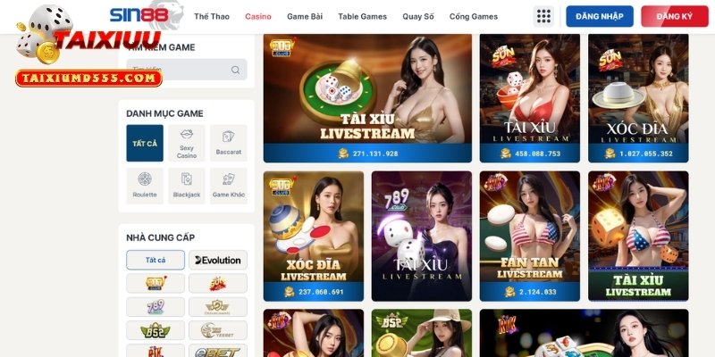 Sin88 cung cấp đa dạng mọi trò chơi uy tín